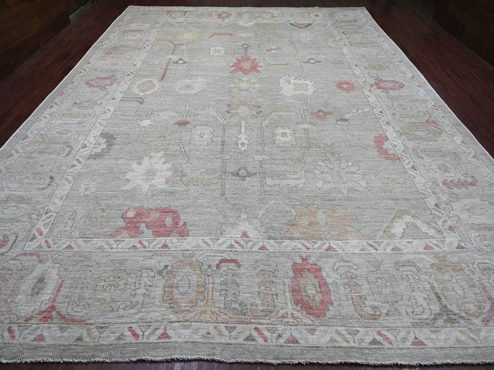 11'8" x 15'4" New Hand Knotted Grey Wool Rectangle Oriental Rug - MOA10222236