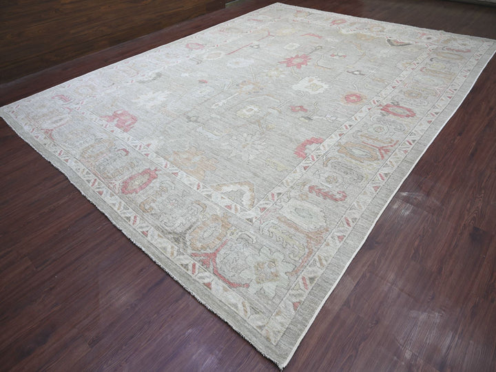 11'8" x 15'4" New Hand Knotted Grey Wool Rectangle Oriental Rug - MOA10222236