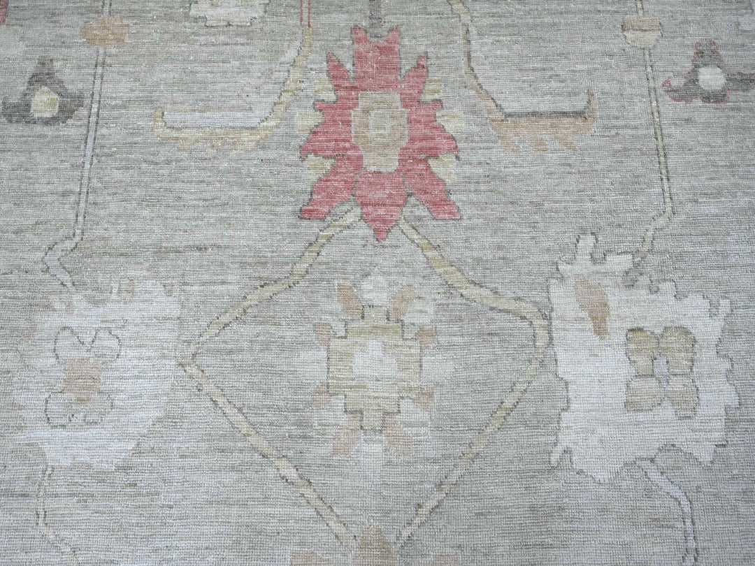 11'8" x 15'4" New Hand Knotted Grey Wool Rectangle Oriental Rug - MOA10222236