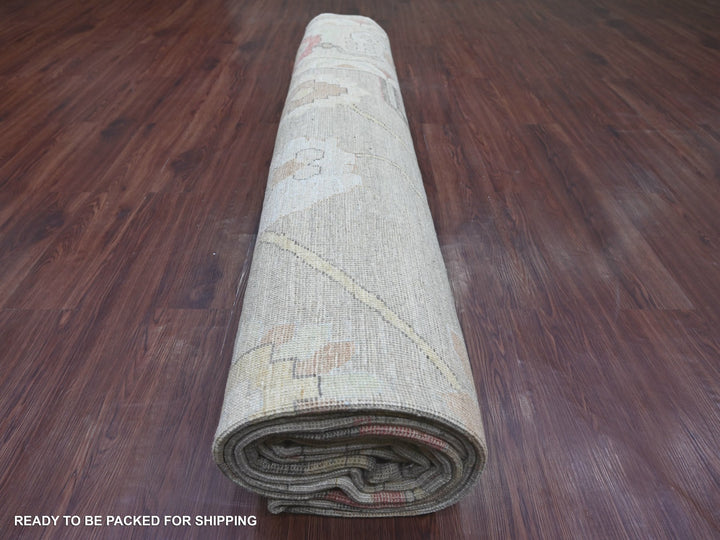11'8" x 15'4" New Hand Knotted Grey Wool Rectangle Oriental Rug - MOA10222236