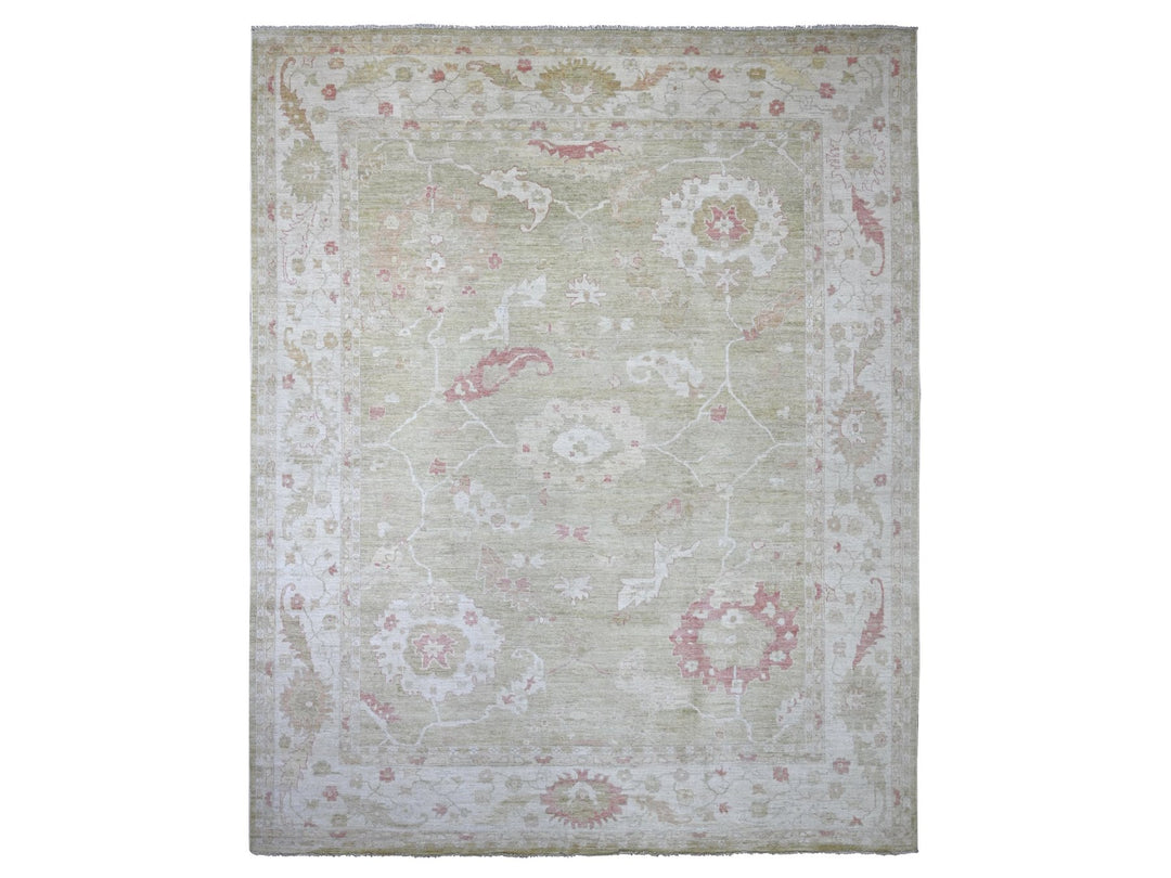 11'9" x 14'4" New Hand Knotted Green Wool Rectangle Oriental Rug - MOA10222237