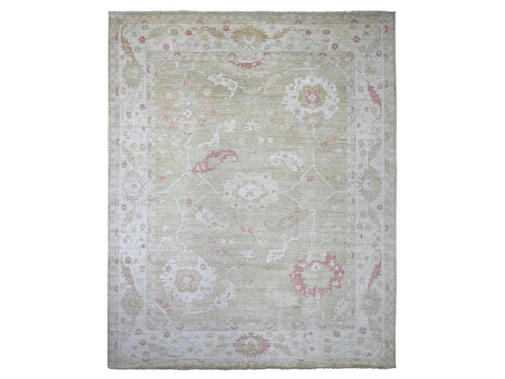 11'9" x 14'4" New Hand Knotted Green Wool Rectangle Oriental Rug - MOA10222237