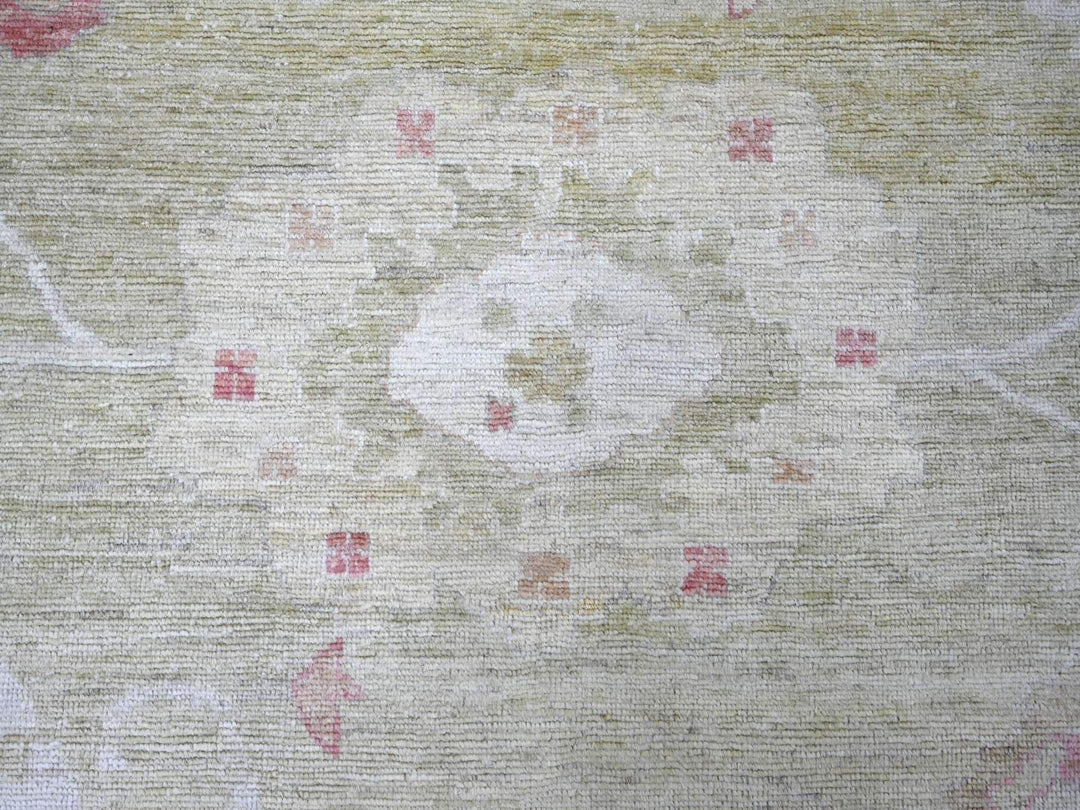 11'9" x 14'4" New Hand Knotted Green Wool Rectangle Oriental Rug - MOA10222237