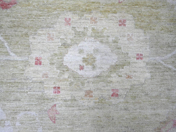11'9" x 14'4" New Hand Knotted Green Wool Rectangle Oriental Rug - MOA10222237