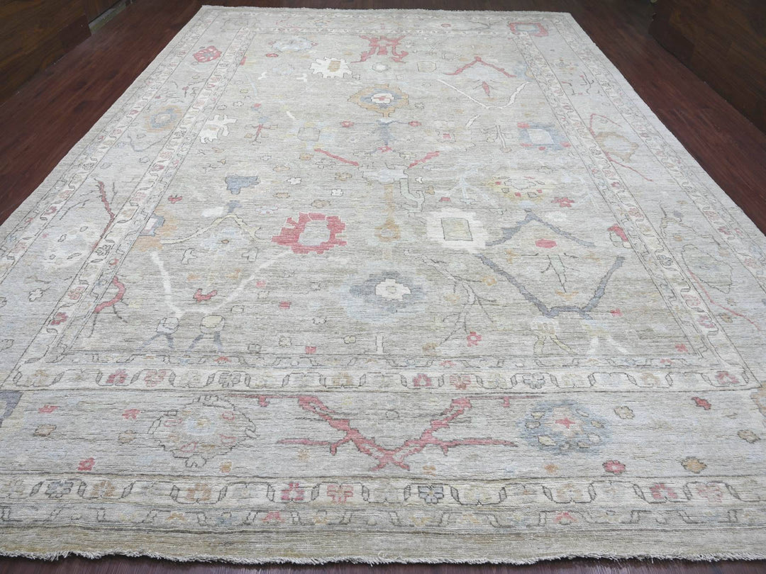 11'11" x 15'8" New Hand Knotted Green Wool Rectangle Oriental Rug - MOA10222238