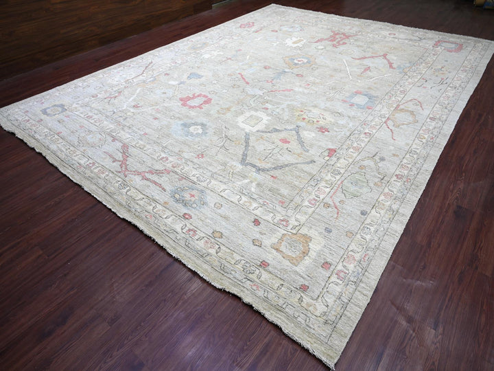 11'11" x 15'8" New Hand Knotted Green Wool Rectangle Oriental Rug - MOA10222238