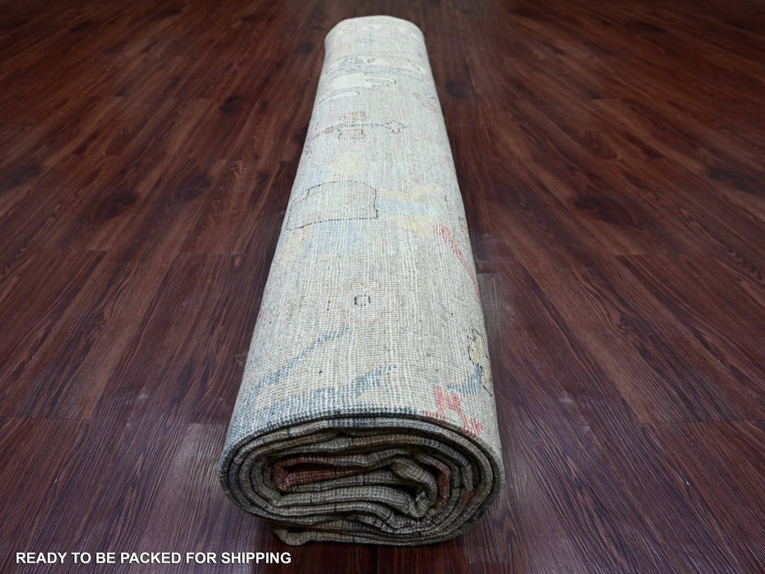 11'11" x 15'8" New Hand Knotted Green Wool Rectangle Oriental Rug - MOA10222238