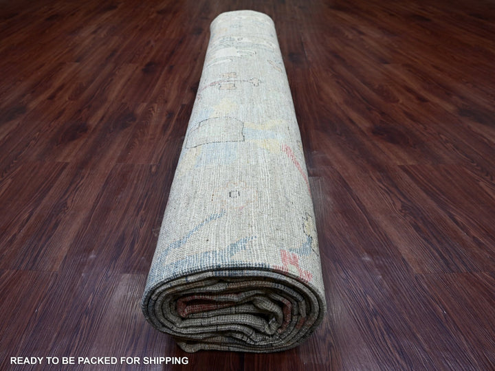11'11" x 15'8" New Hand Knotted Green Wool Rectangle Oriental Rug - MOA10222238