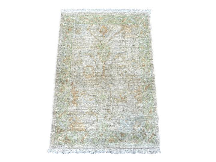 2'1" x 2'11" New Hand Knotted Grey Wool Rectangle Oriental Rug - MOA10222240