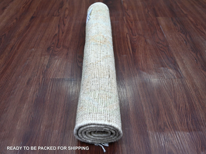 2'1" x 2'11" New Hand Knotted Grey Wool Rectangle Oriental Rug - MOA10222240