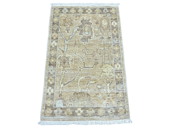 1'11" x 3'0" New Hand Knotted Brown Wool Rectangle Oriental Rug - MOA10222241