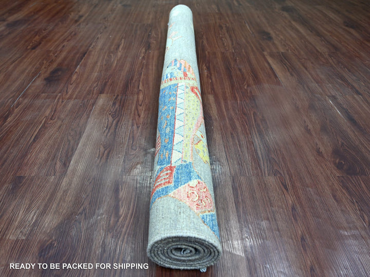 5'0" x 6'9" New Hand Knotted Grey Wool Rectangle Oriental Rug - MOA10222243