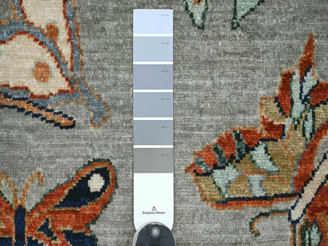 5'10" x 8'8" New Hand Knotted Grey Wool Rectangle Oriental Rug - MOA10222244