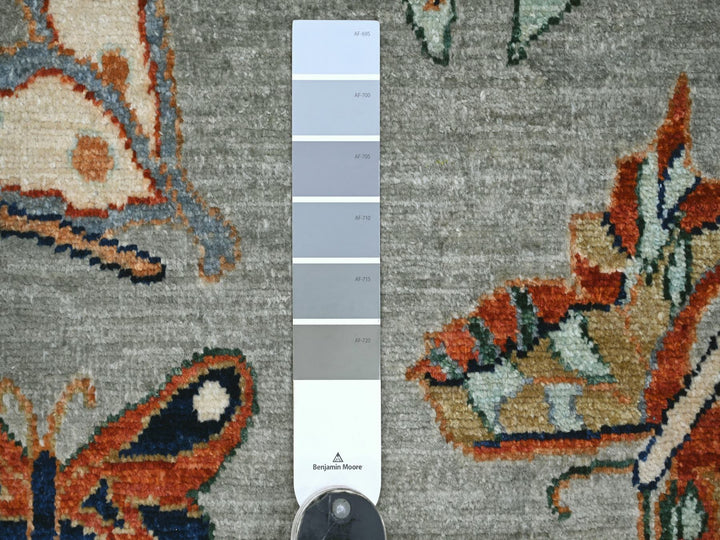 5'10" x 8'8" New Hand Knotted Grey Wool Rectangle Oriental Rug - MOA10222244