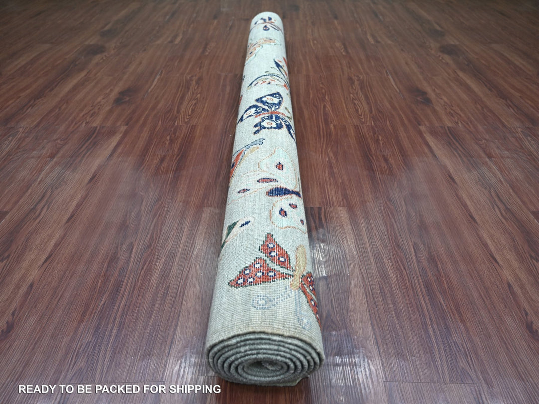 5'10" x 8'8" New Hand Knotted Grey Wool Rectangle Oriental Rug - MOA10222244
