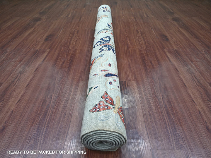 5'10" x 8'8" New Hand Knotted Grey Wool Rectangle Oriental Rug - MOA10222244