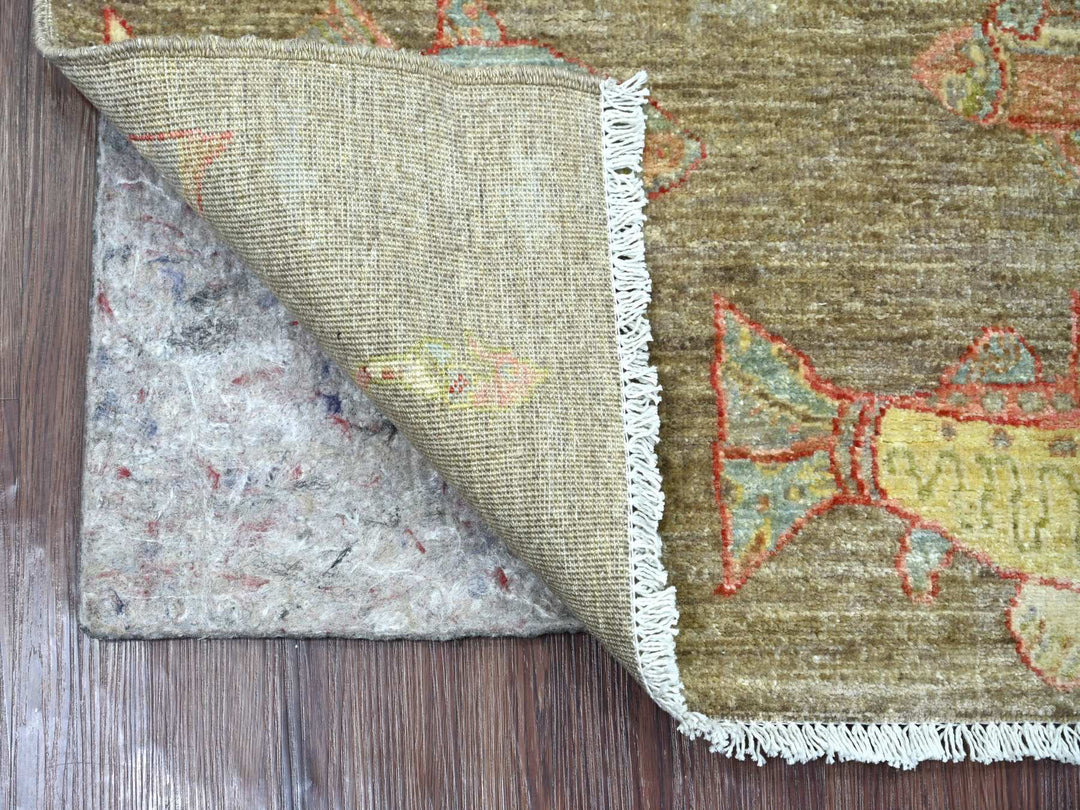 2'7" x 5'10" New Hand Knotted Brown Wool Runner Oriental Rug - MOA10222245