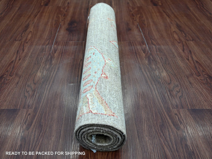 2'7" x 5'10" New Hand Knotted Brown Wool Runner Oriental Rug - MOA10222245