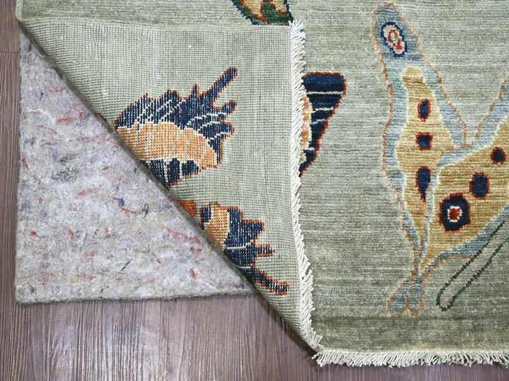 8'11" x 11'9" New Hand Knotted Grey Wool Rectangle Oriental Rug - MOA10222246