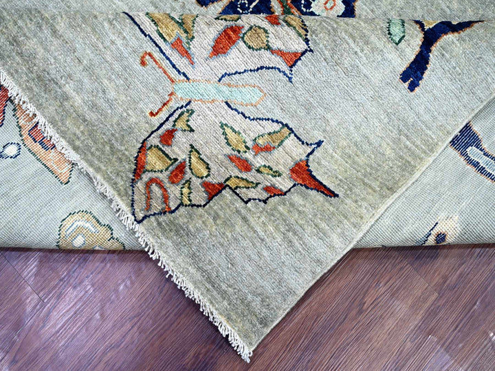 8'11" x 11'9" New Hand Knotted Grey Wool Rectangle Oriental Rug - MOA10222246