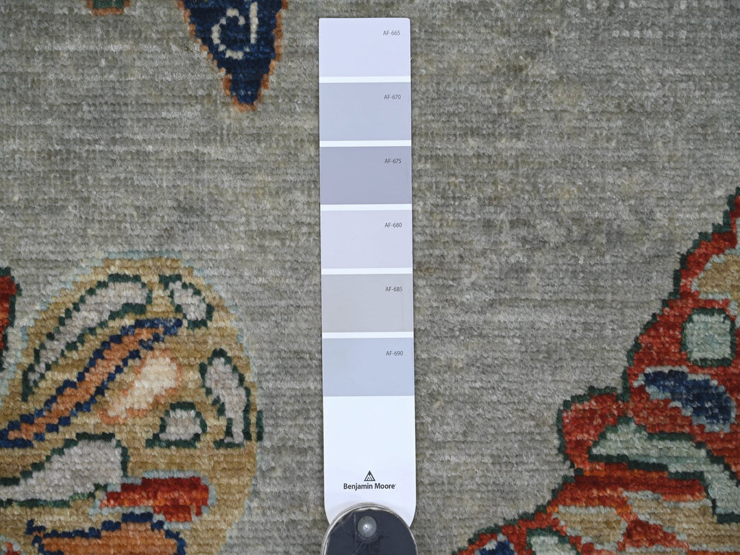 8'11" x 11'9" New Hand Knotted Grey Wool Rectangle Oriental Rug - MOA10222246