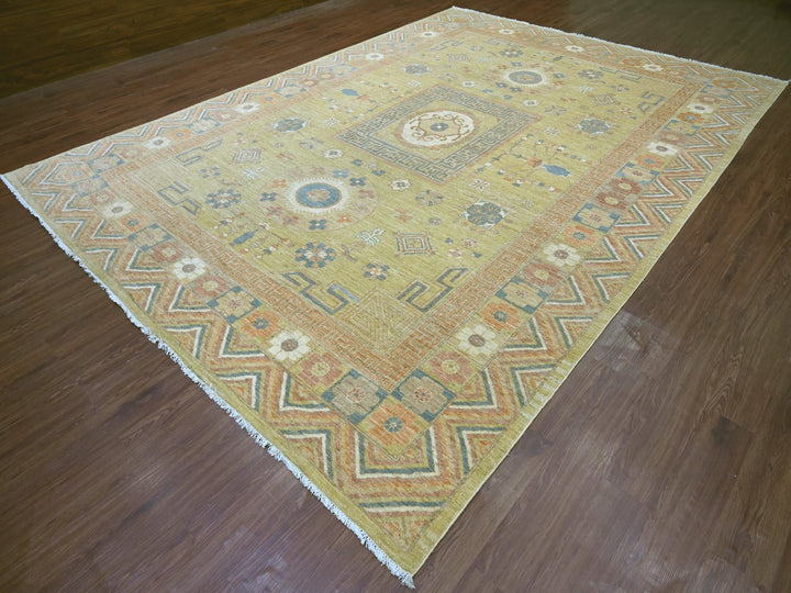 9'9" x 13'9" New Hand Knotted Green Wool Rectangle Oriental Rug - MOA10222247