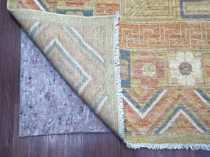 9'9" x 13'9" New Hand Knotted Green Wool Rectangle Oriental Rug - MOA10222247