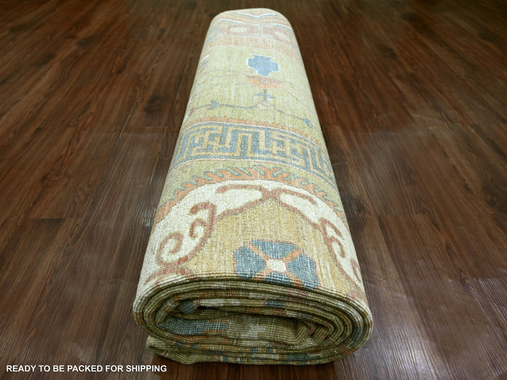 9'9" x 13'9" New Hand Knotted Green Wool Rectangle Oriental Rug - MOA10222247