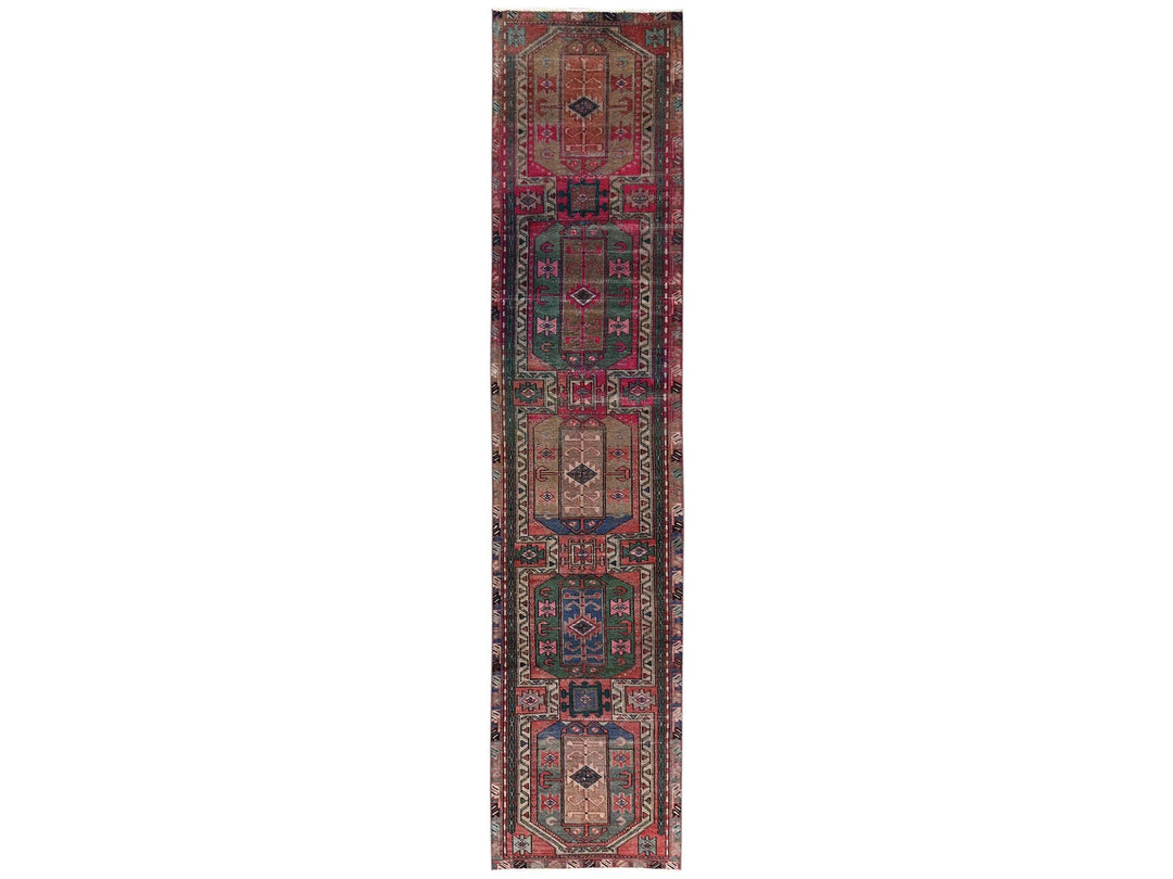 2'7" x 12'5" Vintage Hand Knotted Red Wool Runner Oriental Rug - MOA1022224
