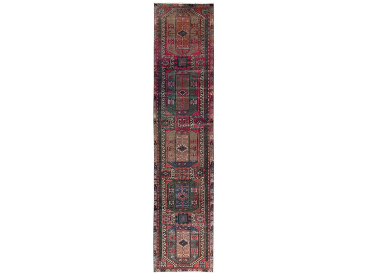 2'7" x 12'5" Vintage Hand Knotted Red Wool Runner Oriental Rug - MOA1022224