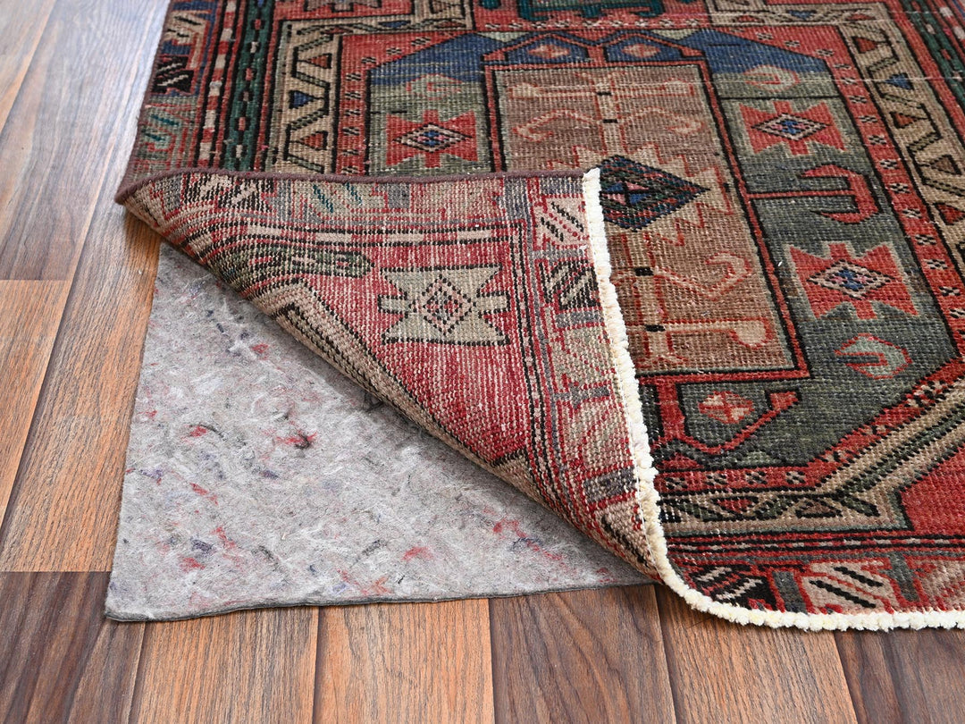 2'7" x 12'5" Vintage Hand Knotted Red Wool Runner Oriental Rug - MOA1022224