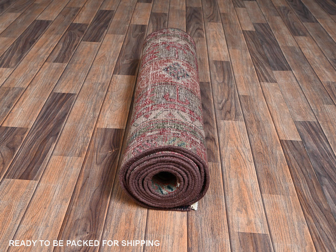 2'7" x 12'5" Vintage Hand Knotted Red Wool Runner Oriental Rug - MOA1022224
