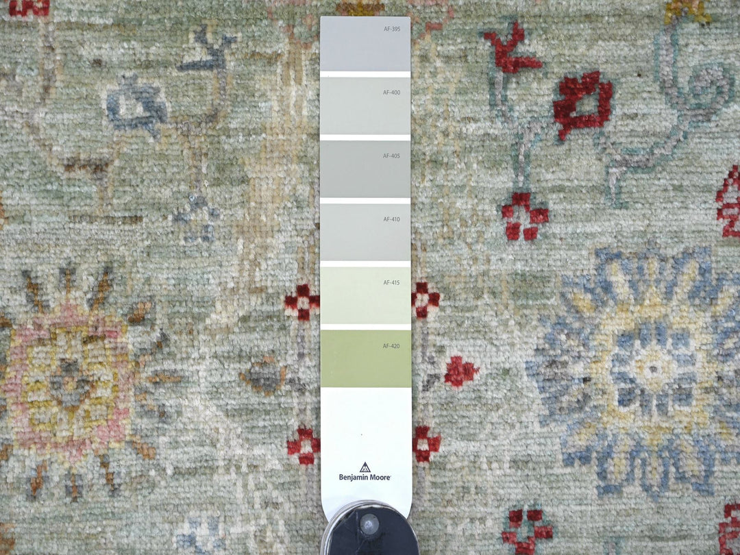 7'3" x 11'8" New Hand Knotted Green Wool Rectangle Oriental Rug - MOA10222250