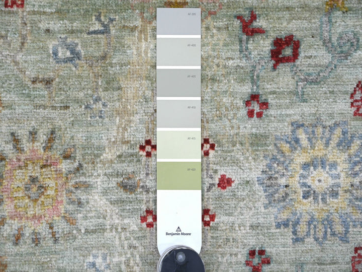 7'3" x 11'8" New Hand Knotted Green Wool Rectangle Oriental Rug - MOA10222250