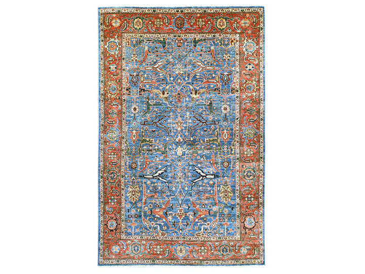 5'10" x 9'1" New Hand Knotted Blue Wool Rectangle Oriental Rug - MOA10222251