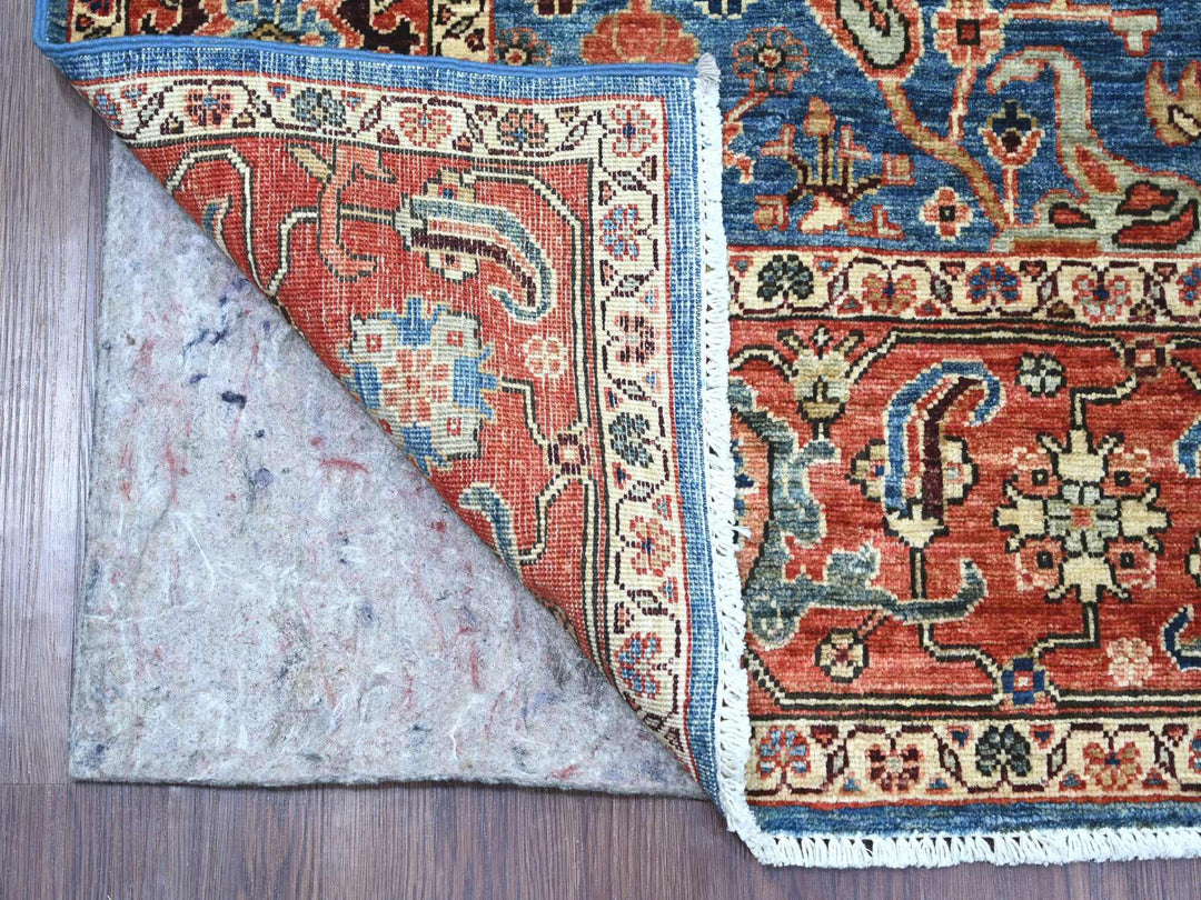 5'10" x 9'1" New Hand Knotted Blue Wool Rectangle Oriental Rug - MOA10222251