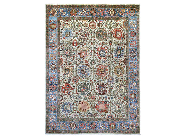 9'9" x 13'8" New Hand Knotted Grey Wool Rectangle Oriental Rug - MOA10222253