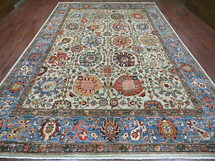 9'9" x 13'8" New Hand Knotted Grey Wool Rectangle Oriental Rug - MOA10222253