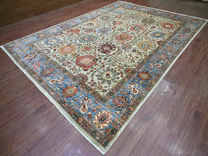 9'9" x 13'8" New Hand Knotted Grey Wool Rectangle Oriental Rug - MOA10222253