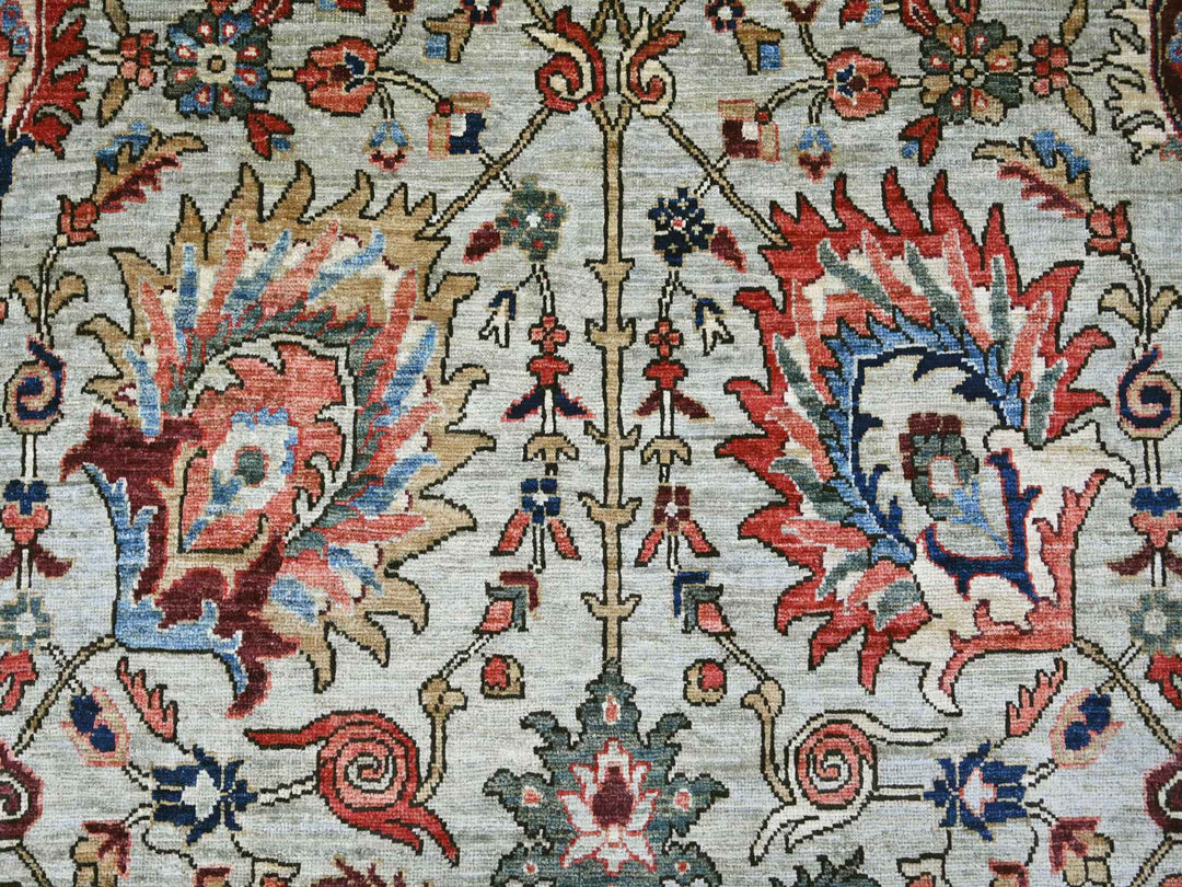 9'9" x 13'8" New Hand Knotted Grey Wool Rectangle Oriental Rug - MOA10222253