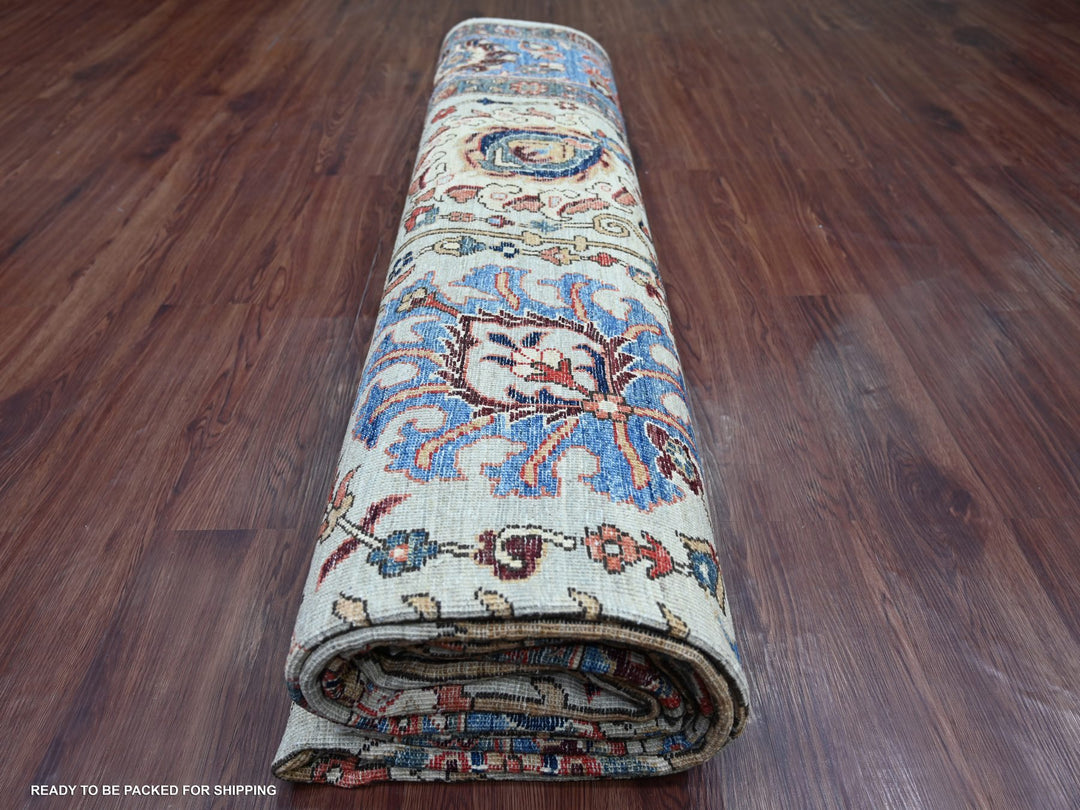 9'9" x 13'8" New Hand Knotted Grey Wool Rectangle Oriental Rug - MOA10222253