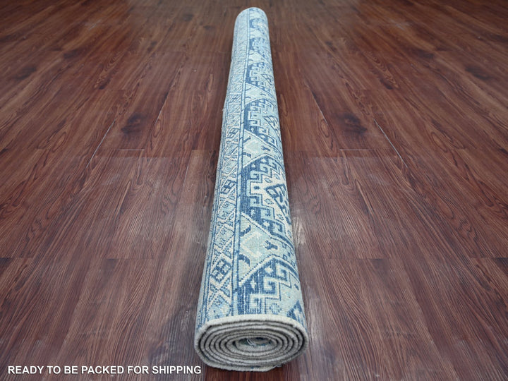 6'0" x 9'0" New Hand Knotted Grey Wool Rectangle Oriental Rug - MOA10222254