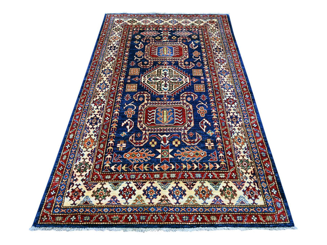 4'10" x 7'5" New Hand Knotted Blue Wool Rectangle Oriental Rug - MOA10222256