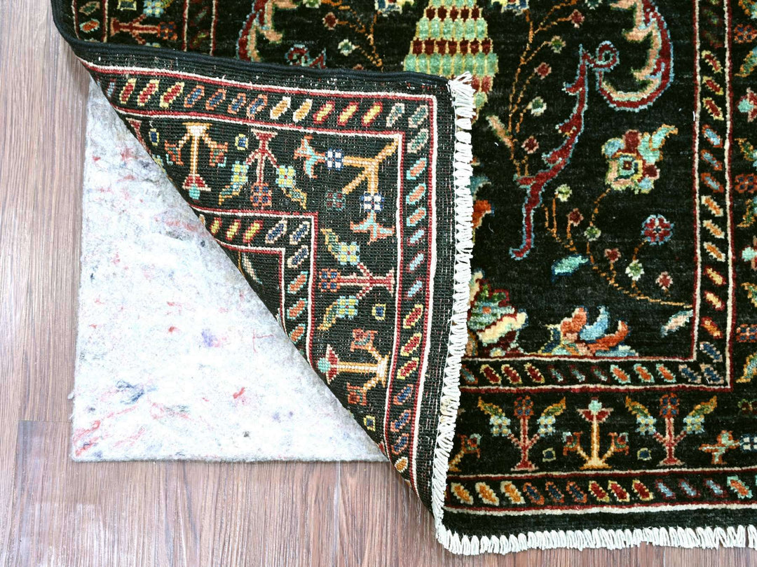 2'7" x 4'0" New Hand Knotted Black Wool Rectangle Oriental Rug - MOA10222260