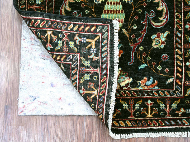 2'7" x 4'0" New Hand Knotted Black Wool Rectangle Oriental Rug - MOA10222260