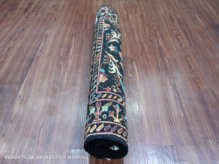 2'7" x 4'0" New Hand Knotted Black Wool Rectangle Oriental Rug - MOA10222260
