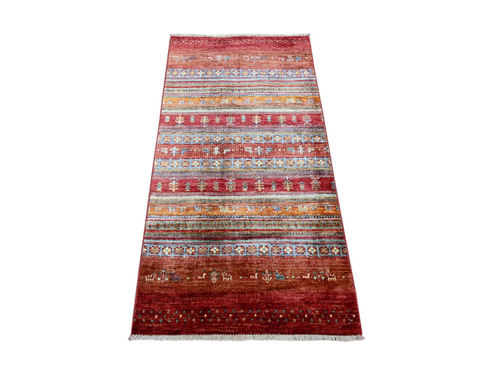 2'7" x 5'0" New Hand Knotted Red Wool Rectangle Oriental Rug - MOA10222261