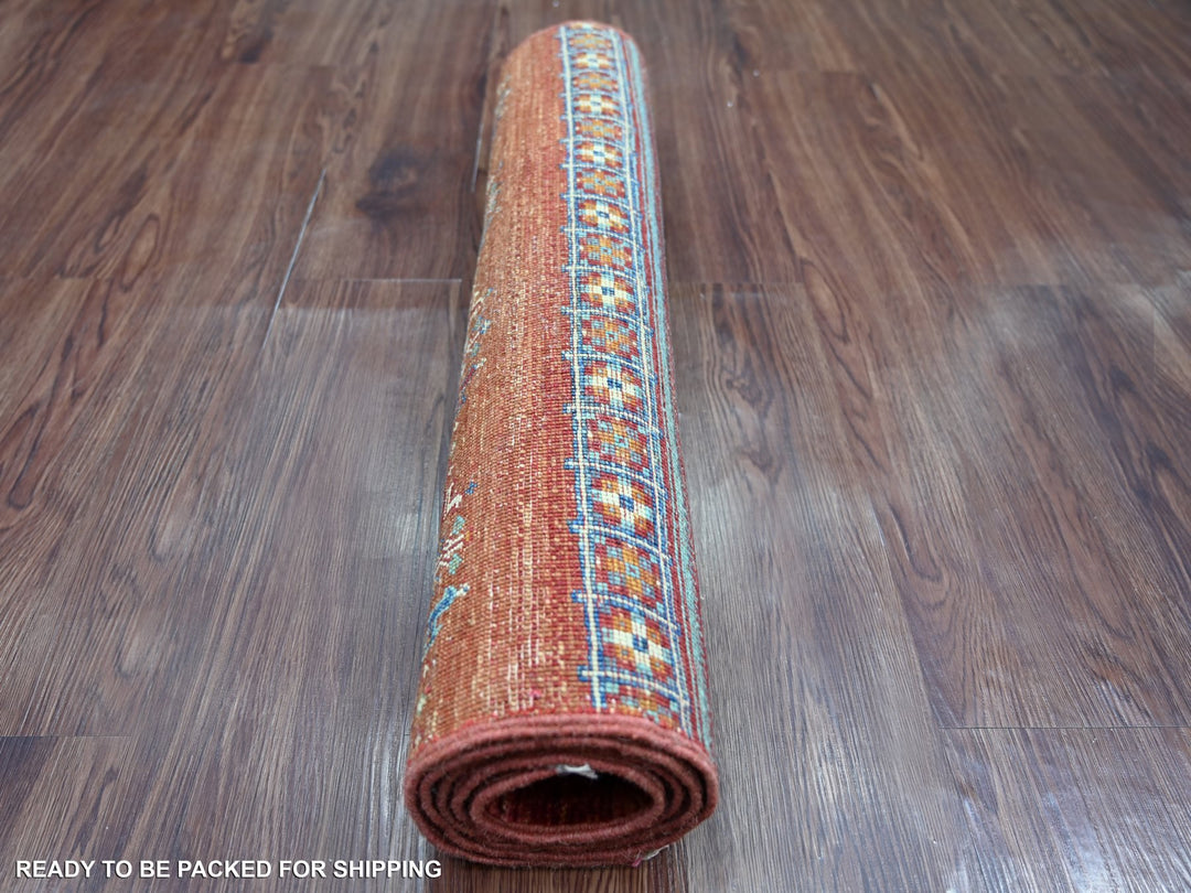 2'7" x 5'0" New Hand Knotted Red Wool Rectangle Oriental Rug - MOA10222261