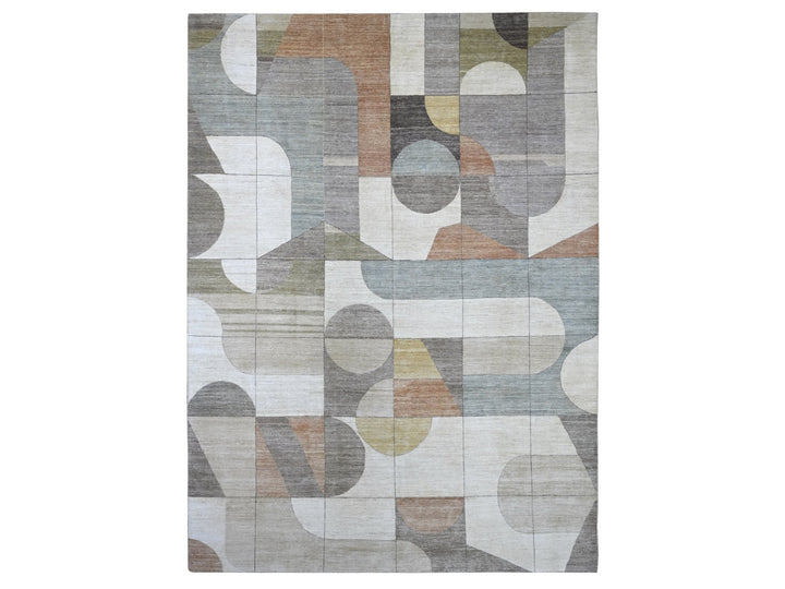 8'10" x 11'9" New Hand Knotted Ivory Wool Rectangle Oriental Rug - MOA10222264
