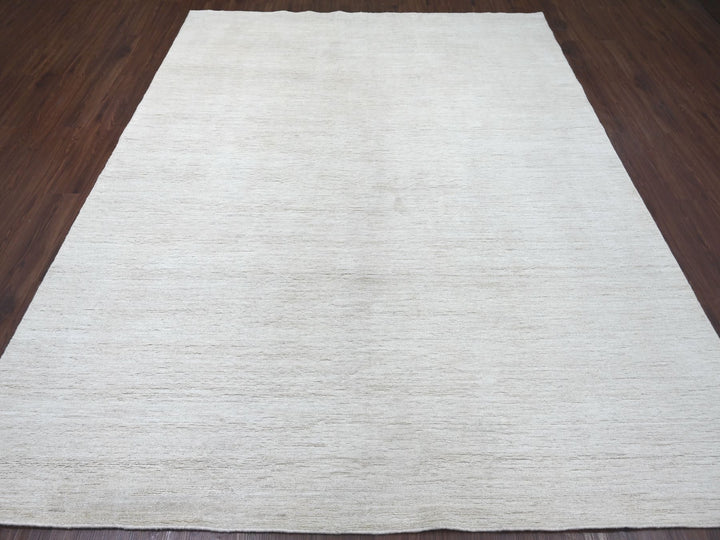 7'10" x 9'7" New Hand Knotted Ivory Wool Rectangle Oriental Rug - MOA10222266